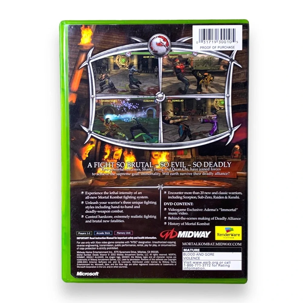 Mortal Kombat: Deadly Alliance Platinum Hits (Microsoft Xbox, 2003)